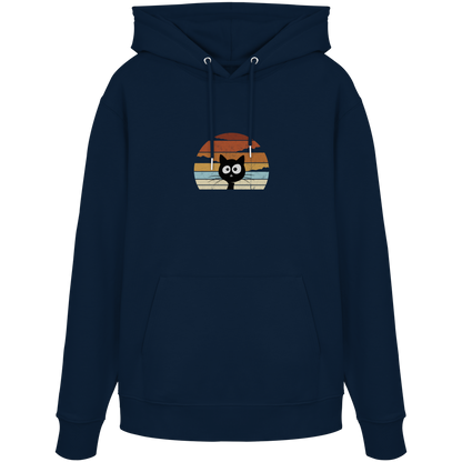 Retro schwarze Katze vor Sonnenuntergang - Organic Hoodie