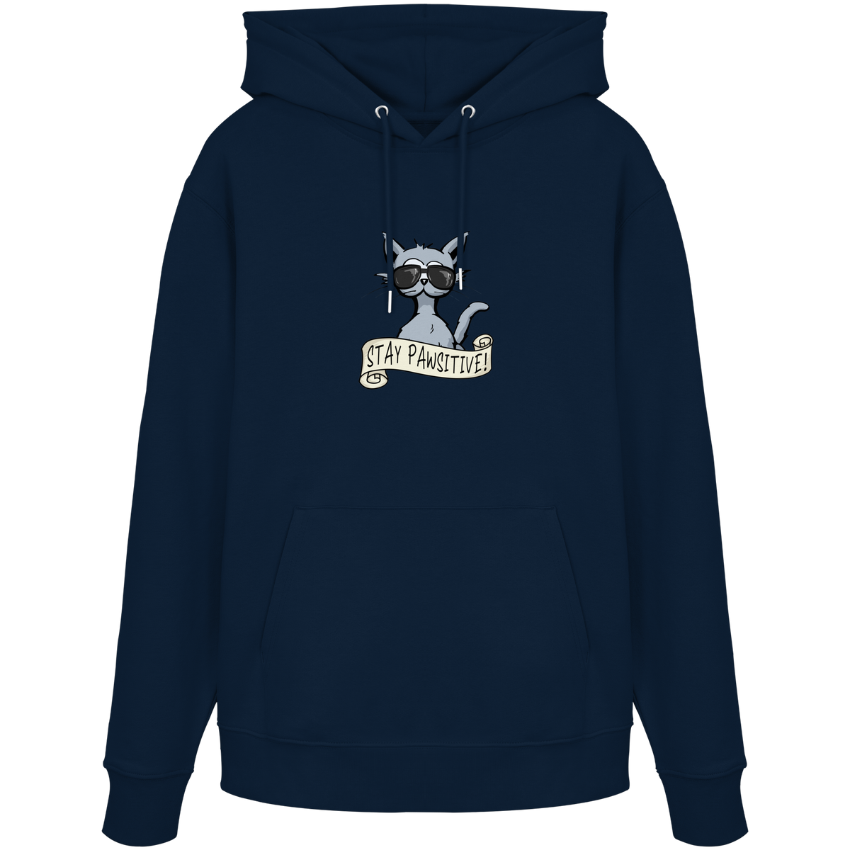 Stay Pawsitive Bleib lässig Hipster Katze - Organic Hoodie