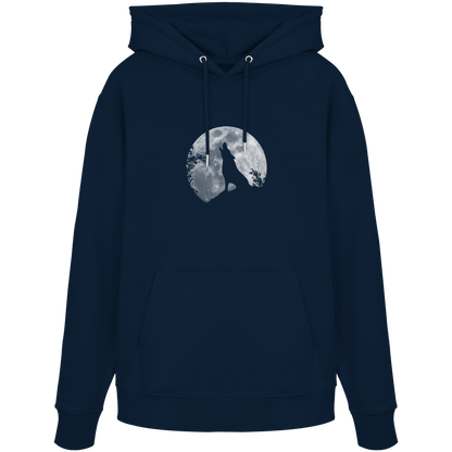 Heulender Wolf Silhouette vor Vollmond - Organic Hoodie