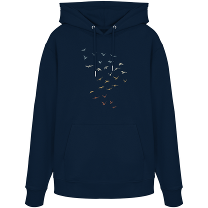 Retro Vogel Schwarm - Organic Hoodie
