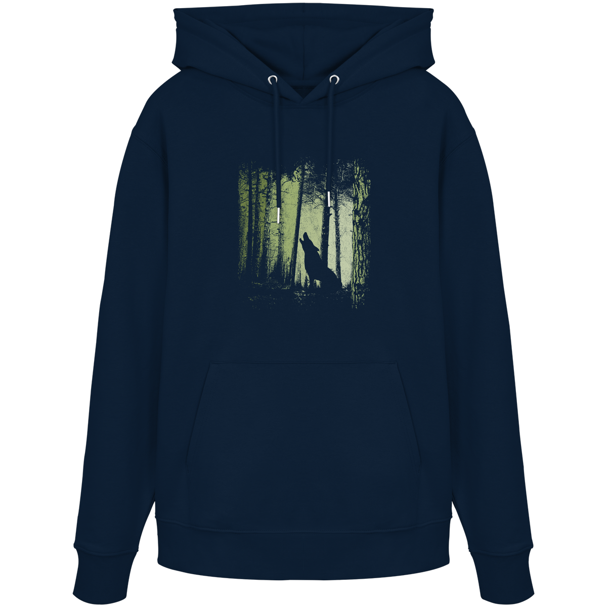 Einsamer Wolf im Zwielicht Wald  - Organic Hoodie