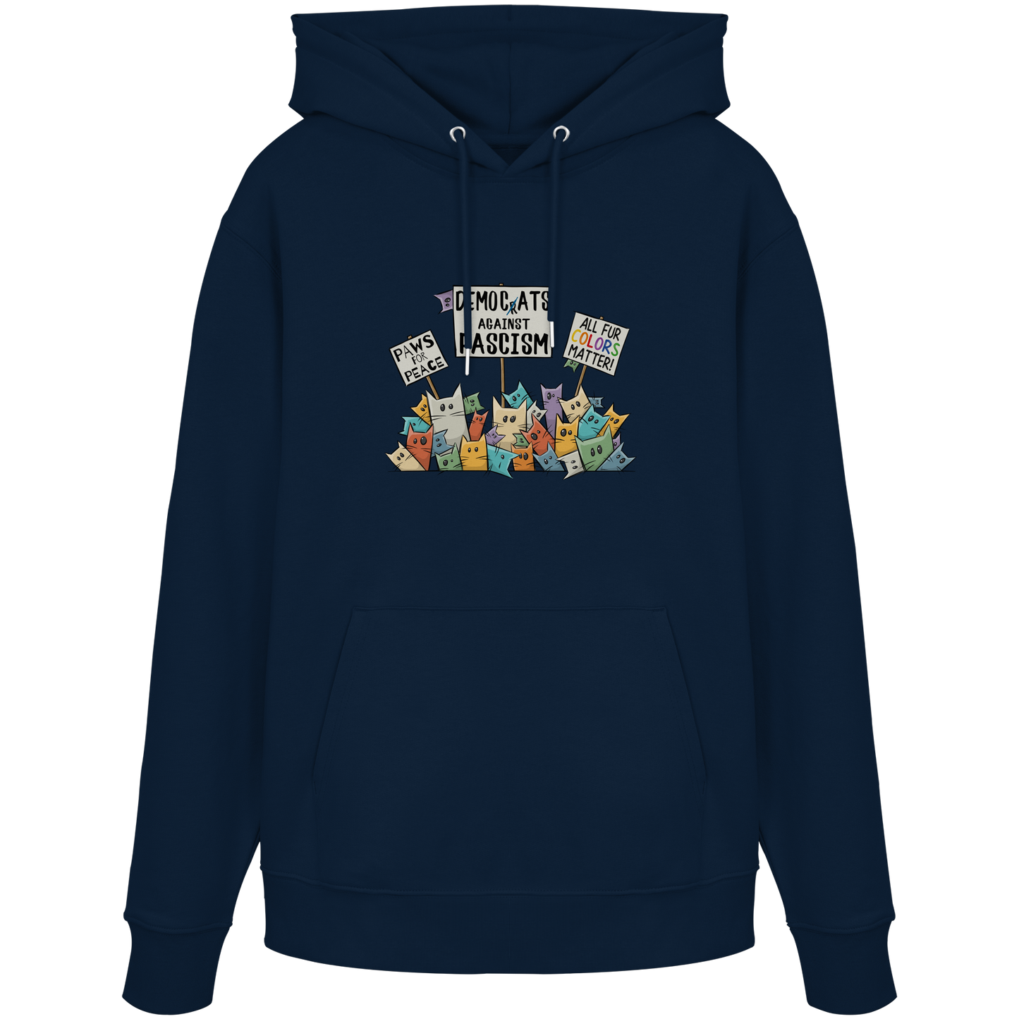 Demo-Katzen gegen Faschismus und für Vielfalt - Organic Hoodie
