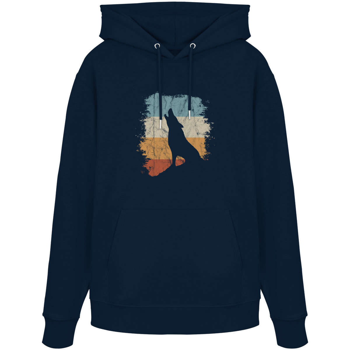 Retro Style lässig heulender Wolf  - Organic Hoodie