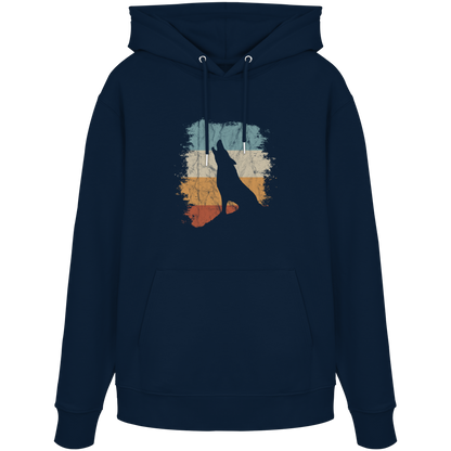 Retro Style lässig heulender Wolf  - Organic Hoodie