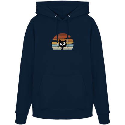 Retro schwarze Katze vor Sonnenuntergang - Organic Hoodie