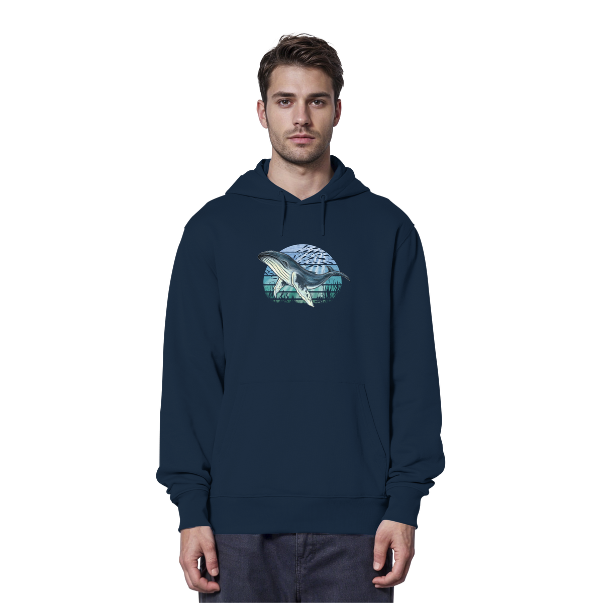Retro Unterwasser Buckelwal - Organic Hoodie
