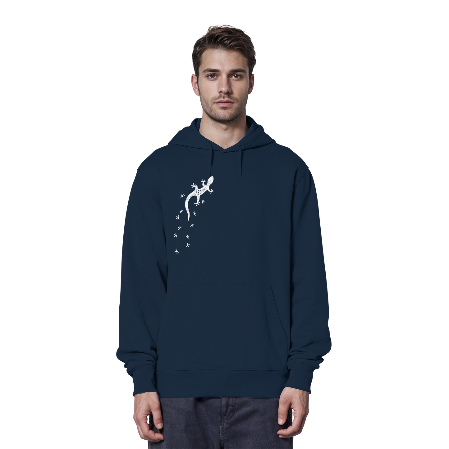Gecko Eidechse Silhouette hell - Organic Hoodie