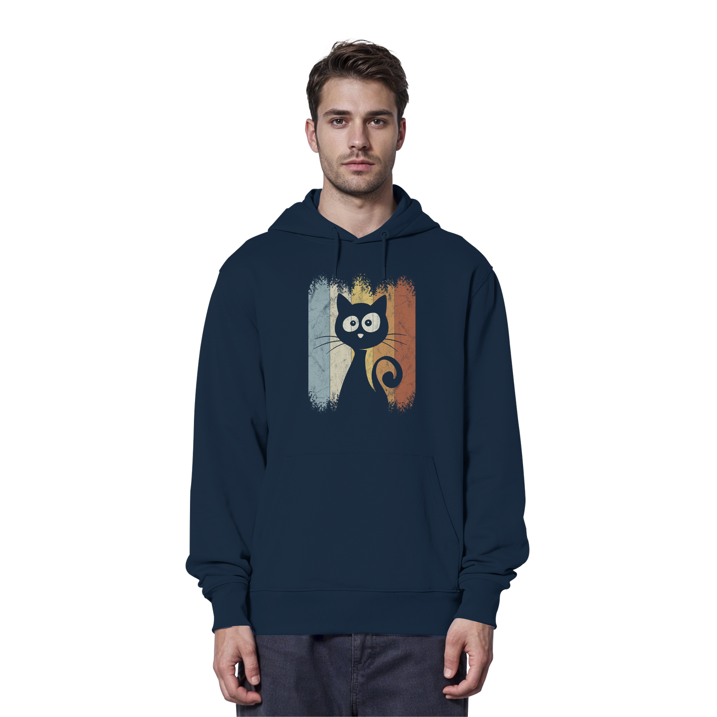 Retro Katze Silhouette - Organic Hoodie
