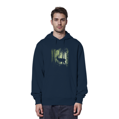 Hirsch im Zwielicht Wald - Organic Hoodie