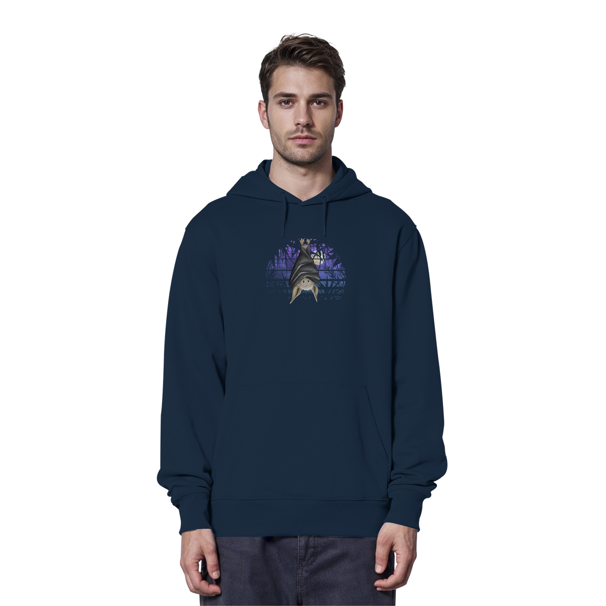 Fledermaus in blauer Nacht - Organic Hoodie