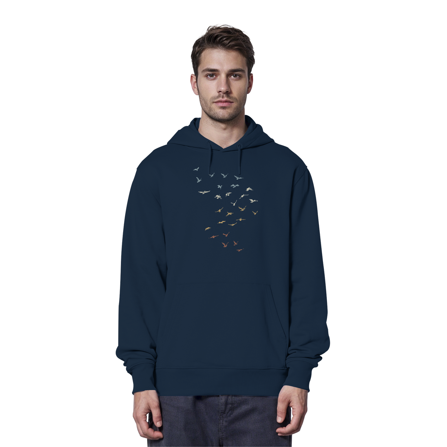 Retro Vogel Schwarm - Organic Hoodie