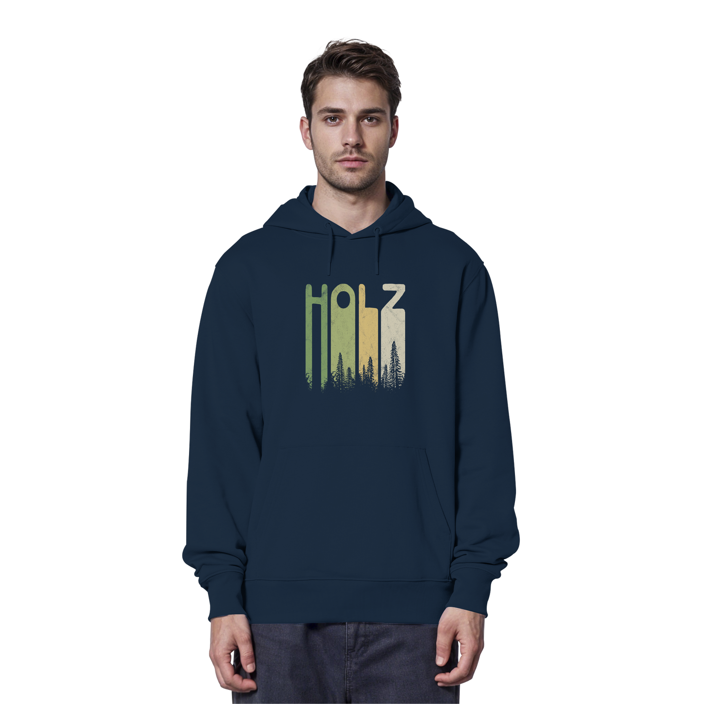Holz Retro Wald Schriftzug - Organic Hoodie