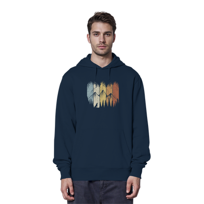 Retro Wald, Berge und Wolf  - Organic Hoodie