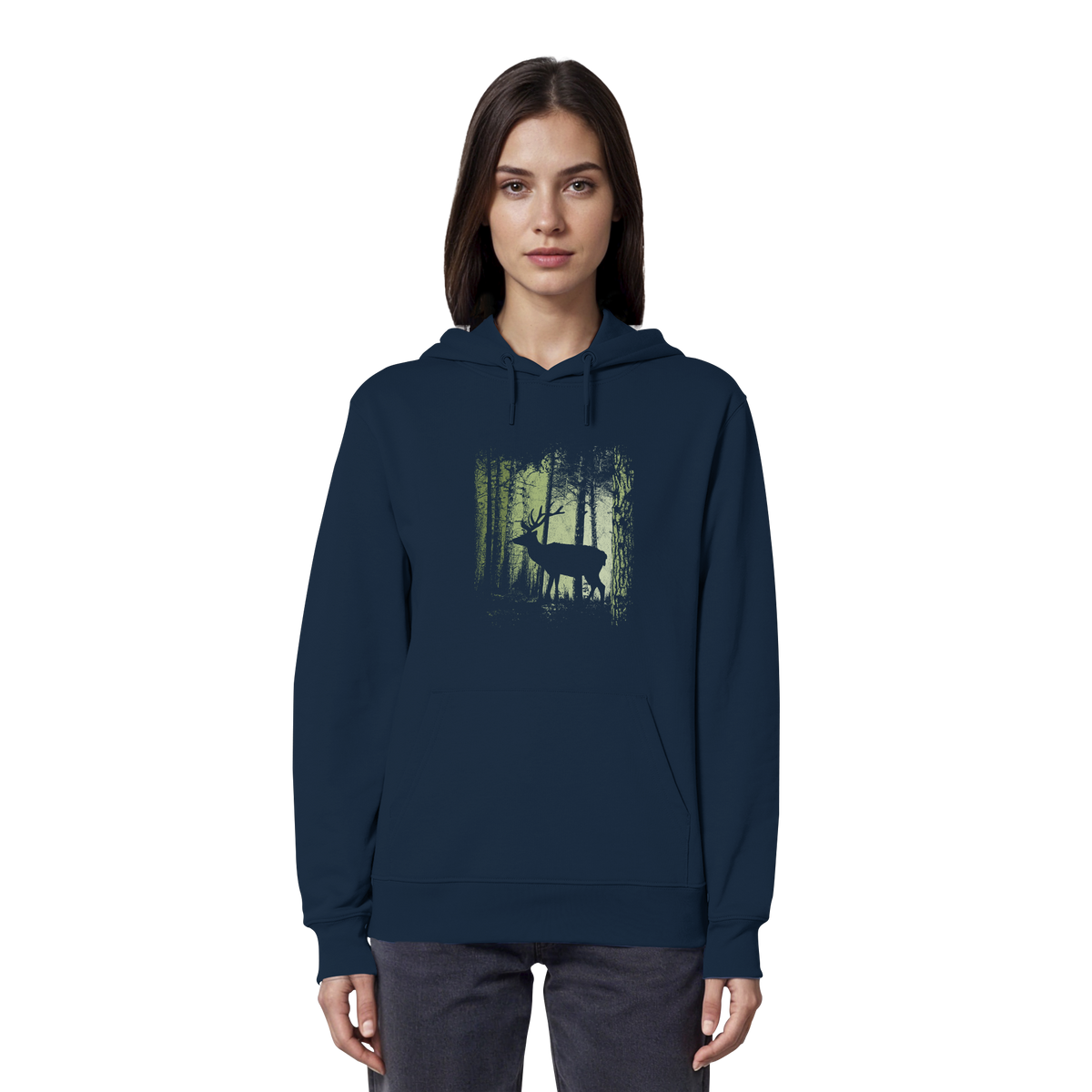 Hirsch im Zwielicht Wald - Organic Hoodie