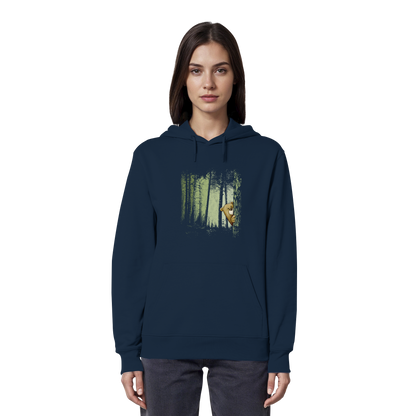 Comic Bär versteckt im Zwielicht Wald - Organic Hoodie