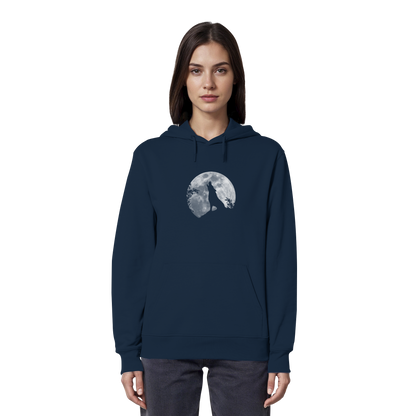 Heulender Wolf Silhouette vor Vollmond - Organic Hoodie