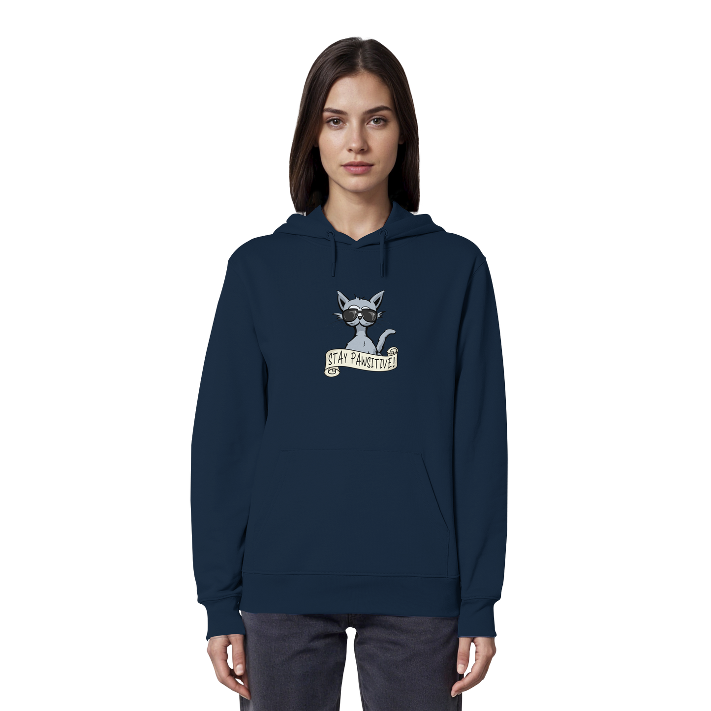 Stay Pawsitive Bleib lässig Hipster Katze - Organic Hoodie