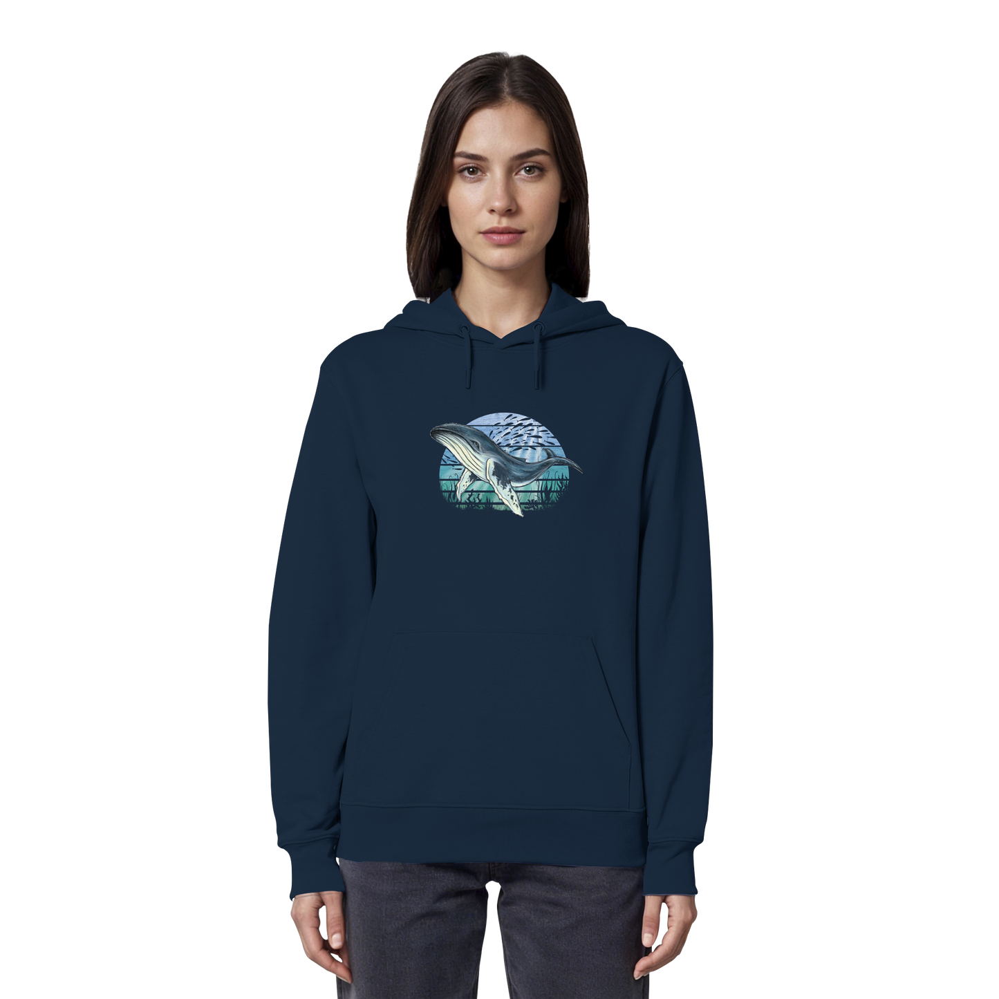 Retro Unterwasser Buckelwal - Organic Hoodie