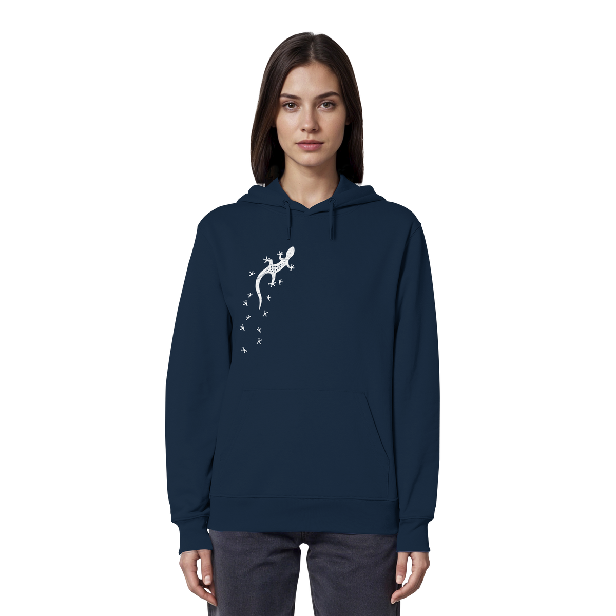 Gecko Eidechse Silhouette hell - Organic Hoodie