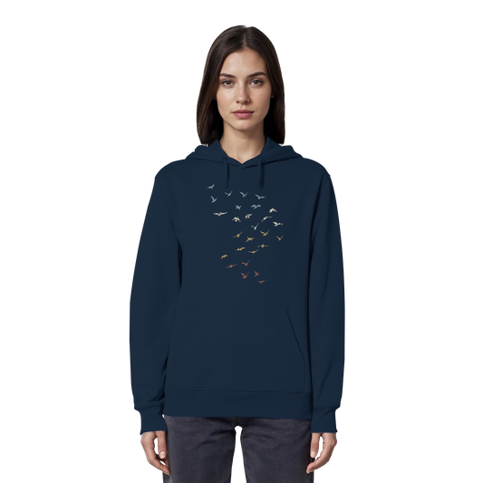 Retro Vogel Schwarm - Organic Hoodie