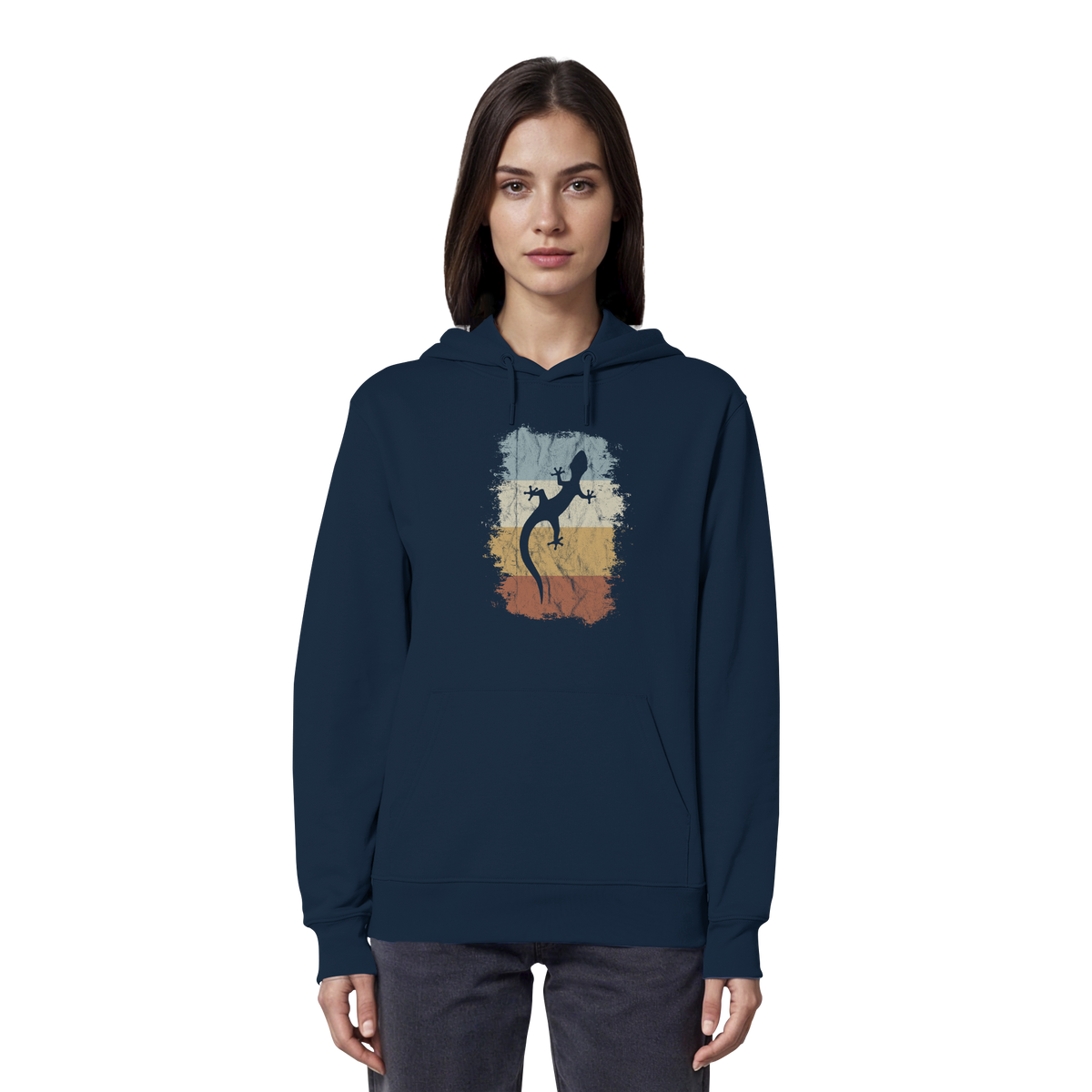 Retro Gecko Salamander Silhouette - Organic Hoodie