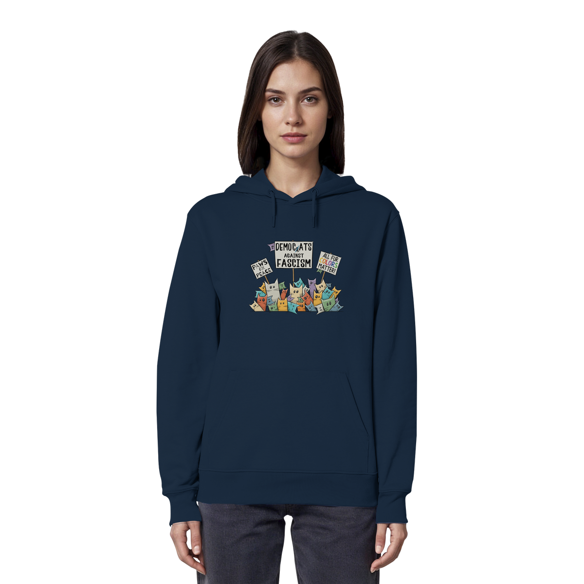 Demo-Katzen gegen Faschismus und für Vielfalt - Organic Hoodie