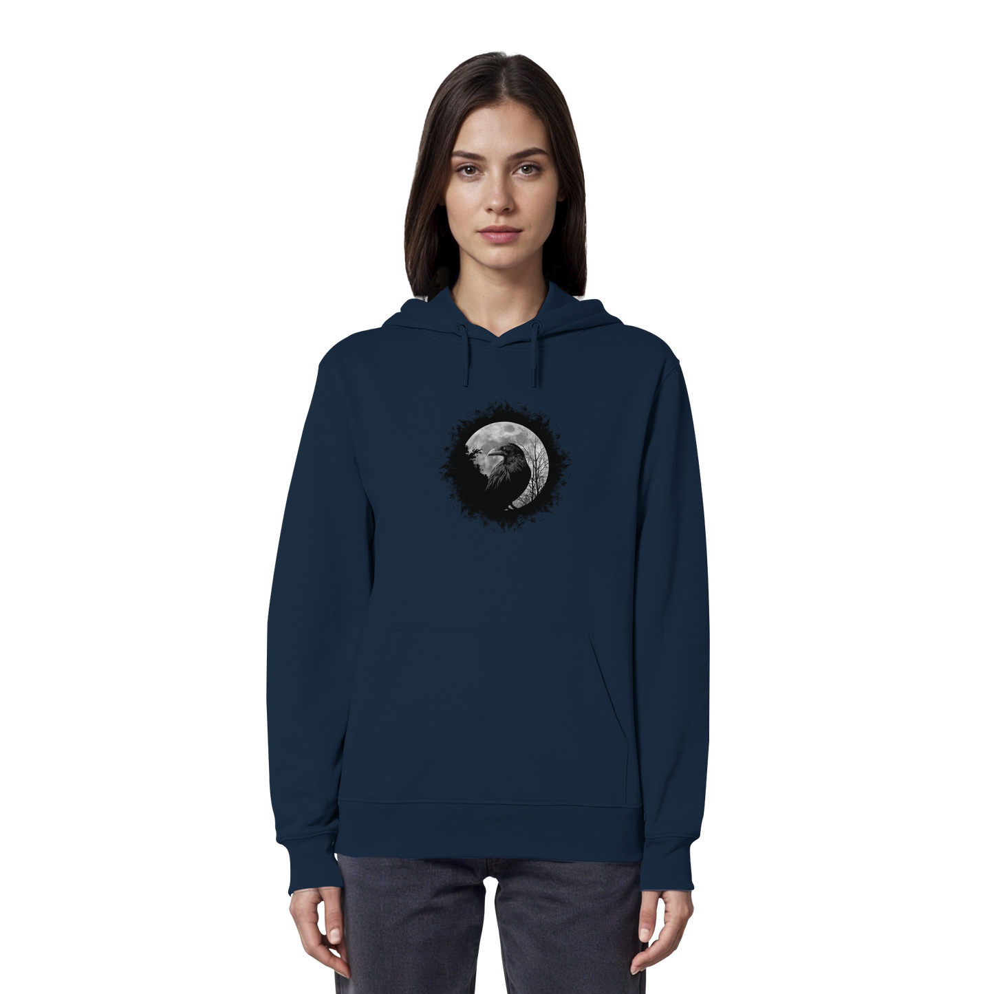 Schwarzer Rabe bei Vollmond  - Organic Hoodie