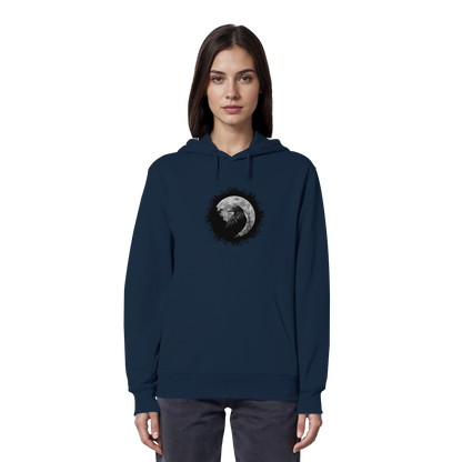 Schwarzer Rabe bei Vollmond  - Organic Hoodie