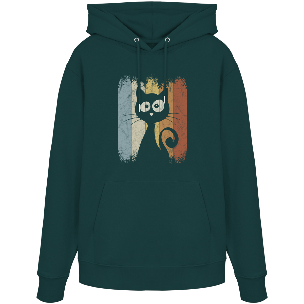 Retro Katze Silhouette - Organic Hoodie