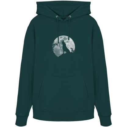 Heulender Wolf Silhouette vor Vollmond - Organic Hoodie