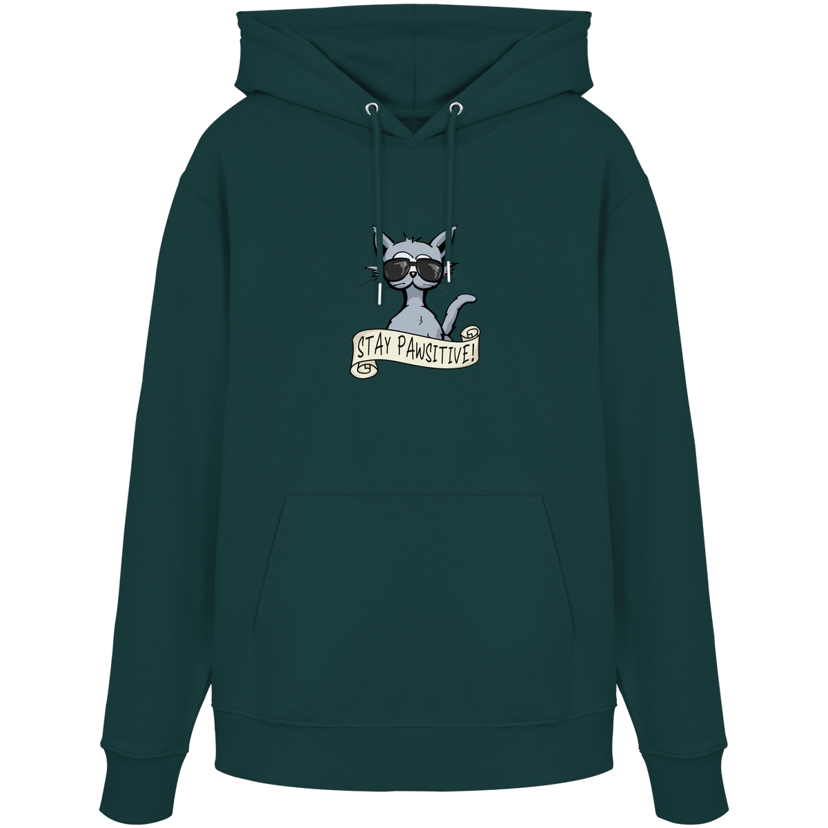 Stay Pawsitive Bleib lässig Hipster Katze - Organic Hoodie