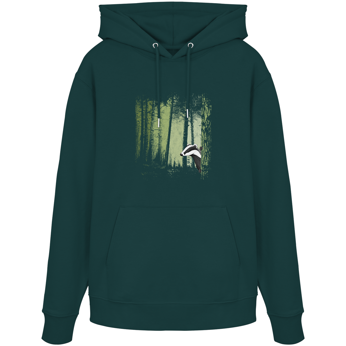 frecher Dachs im Zwielicht Wald - Organic Hoodie