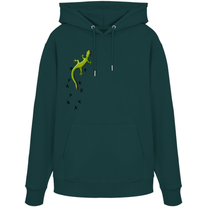 Kletternder Gecko mit Spuren - Organic Hoodie