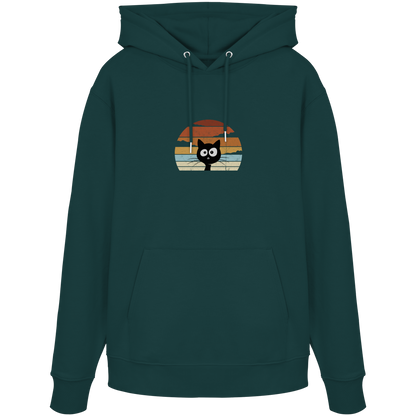 Retro schwarze Katze vor Sonnenuntergang - Organic Hoodie