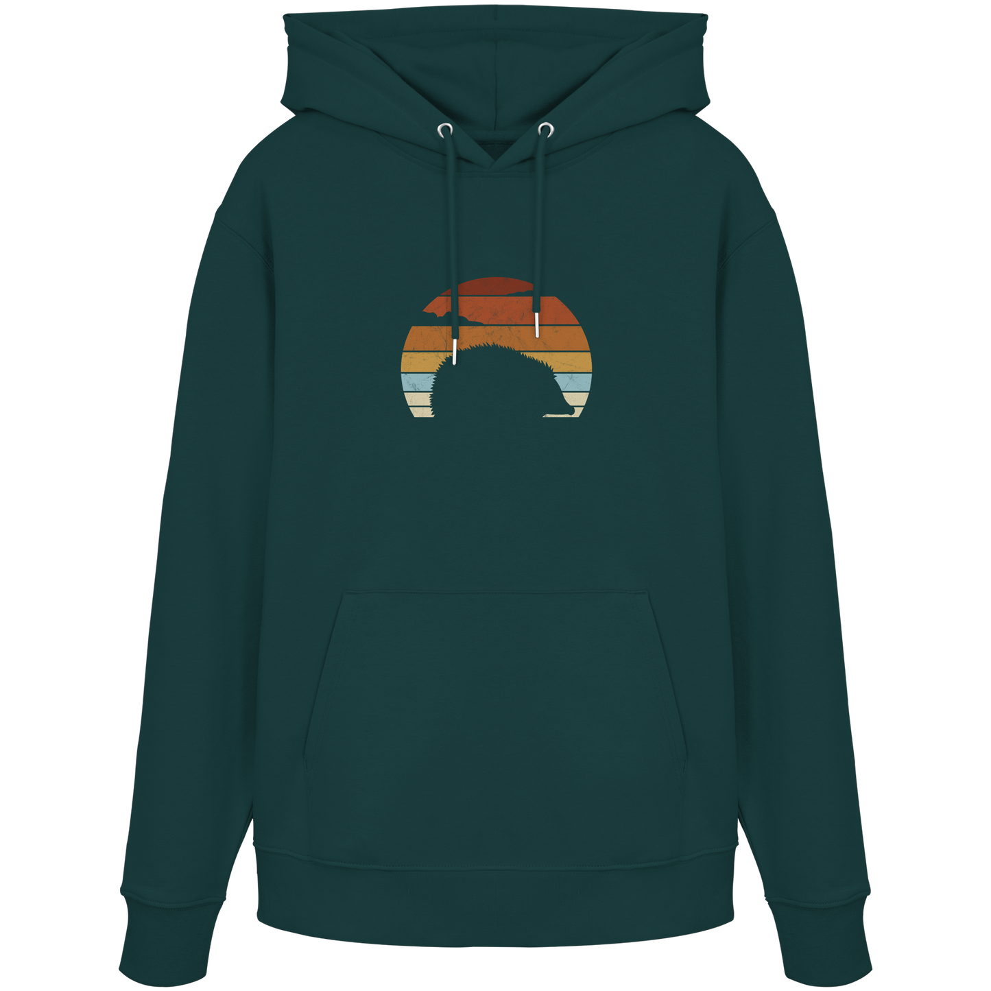 Retro Igel Silhouette im Sonnenuntergang - Organic Hoodie
