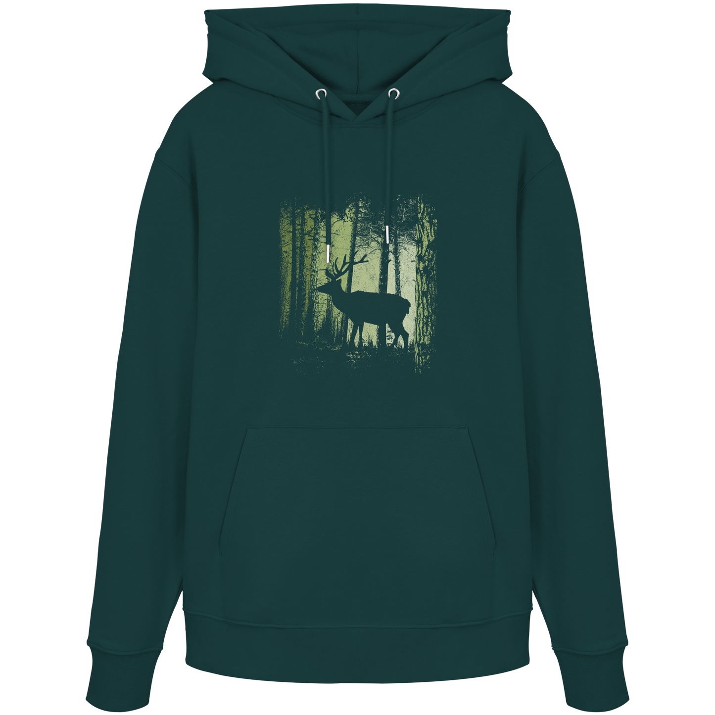 Hirsch im Zwielicht Wald - Organic Hoodie