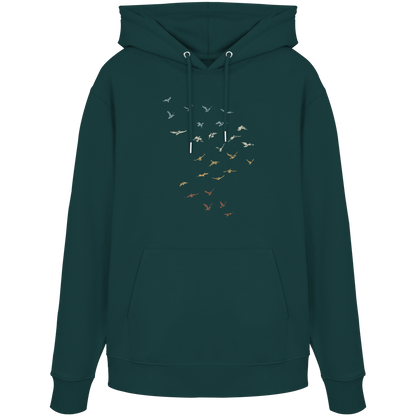Retro Vogel Schwarm - Organic Hoodie