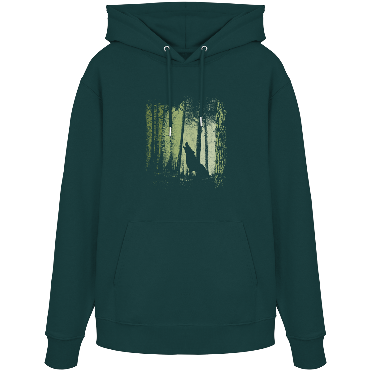 Einsamer Wolf im Zwielicht Wald  - Organic Hoodie