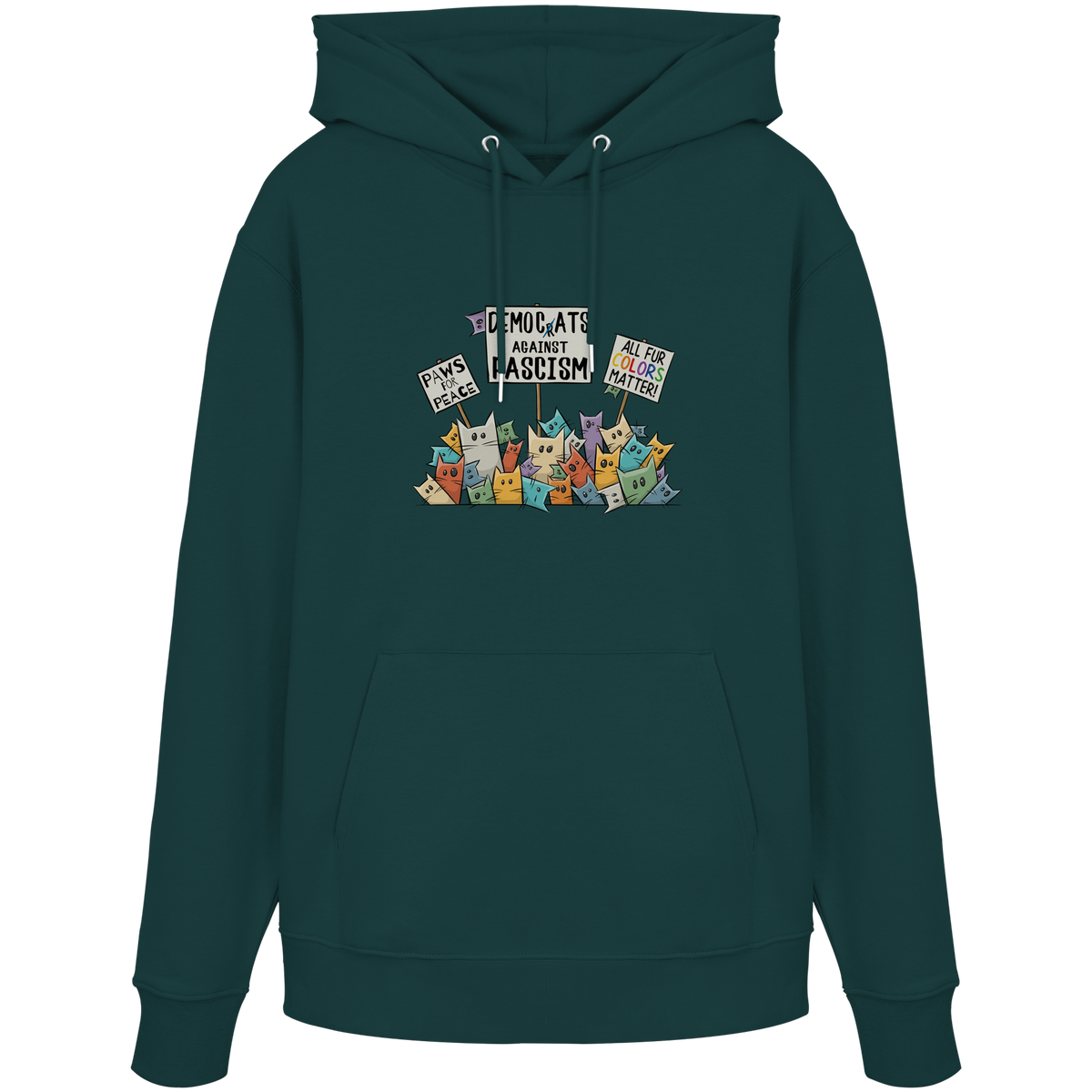 Demo-Katzen gegen Faschismus und für Vielfalt - Organic Hoodie
