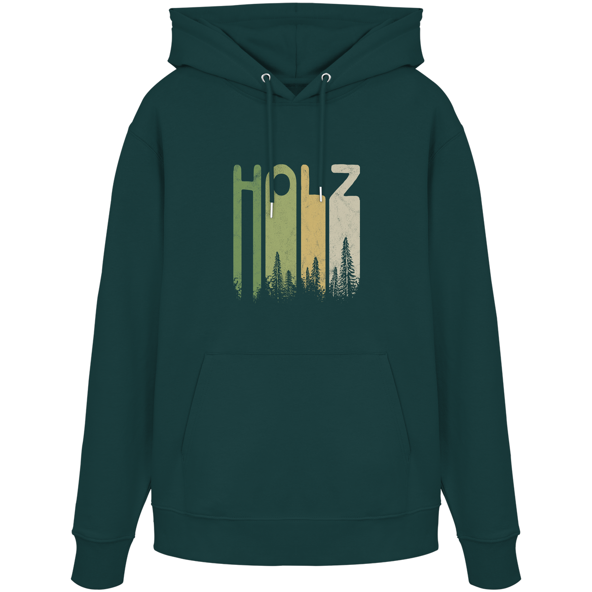 Holz Retro Wald Schriftzug - Organic Hoodie