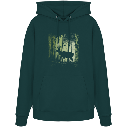 Hirsch im Zwielicht Wald - Organic Hoodie
