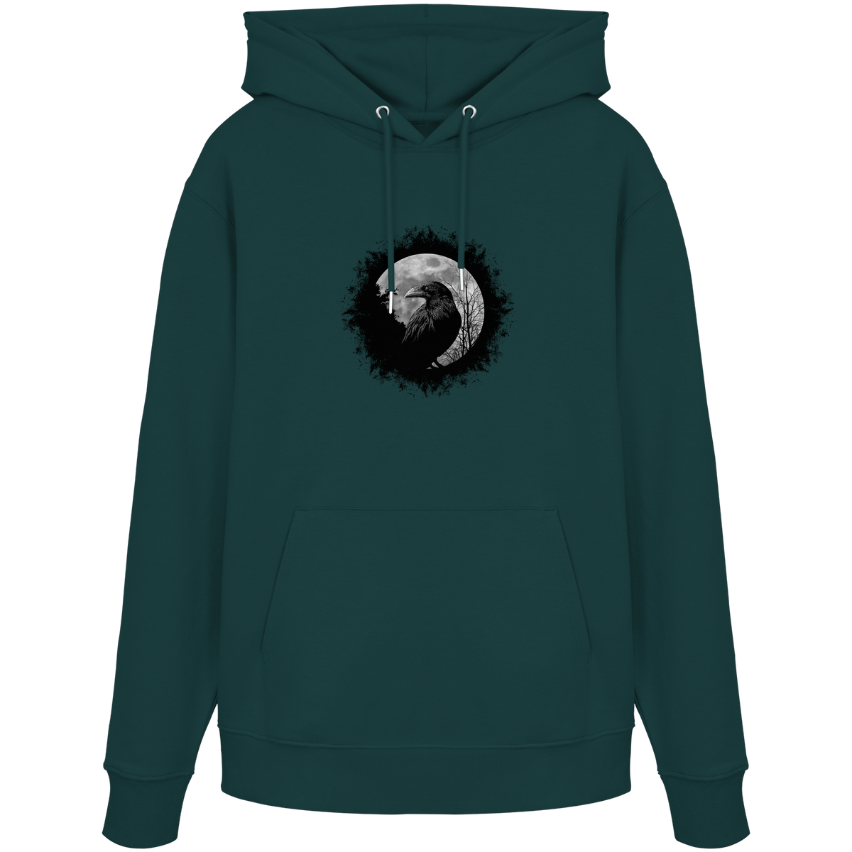Schwarzer Rabe bei Vollmond  - Organic Hoodie