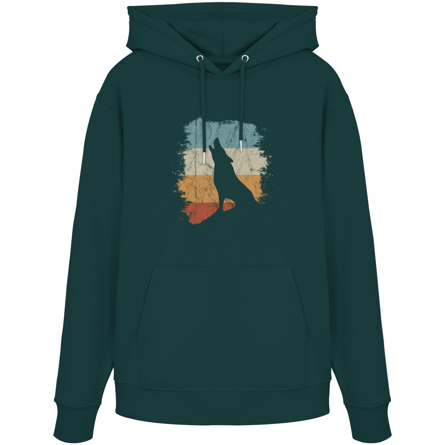 Retro Style lässig heulender Wolf  - Organic Hoodie