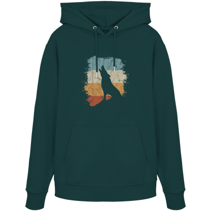 Retro Style lässig heulender Wolf  - Organic Hoodie