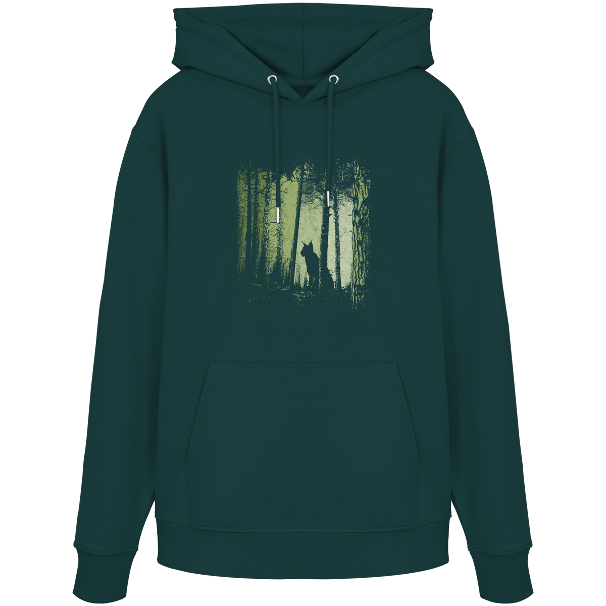 Luchs Wildkatze im Zwielicht Wald - Organic Hoodie