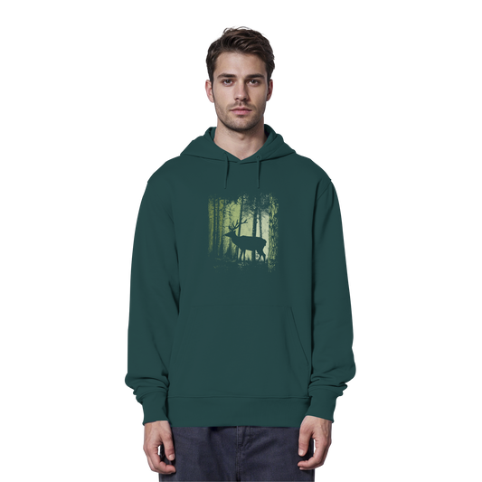 Hirsch im Zwielicht Wald - Organic Hoodie
