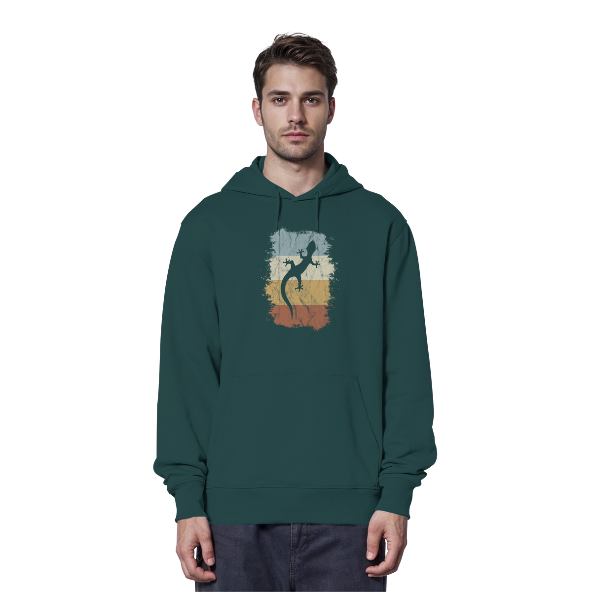 Retro Gecko Salamander Silhouette - Organic Hoodie