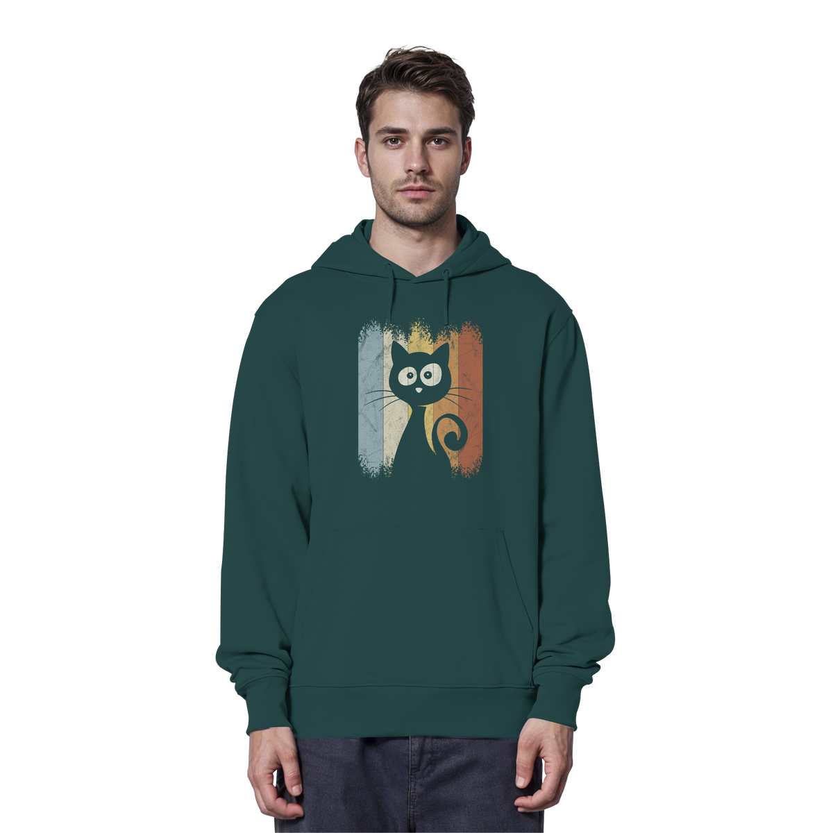 Retro Katze Silhouette - Organic Hoodie