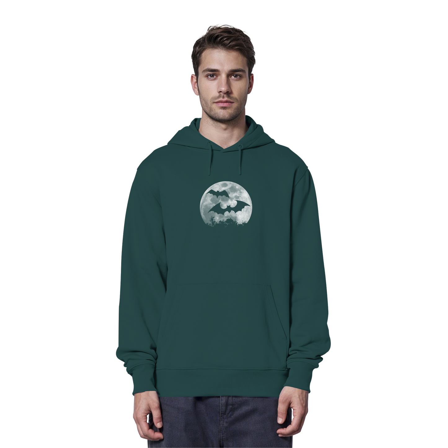 Fledermaus Silhouetten bei Vollmond - Organic Hoodie