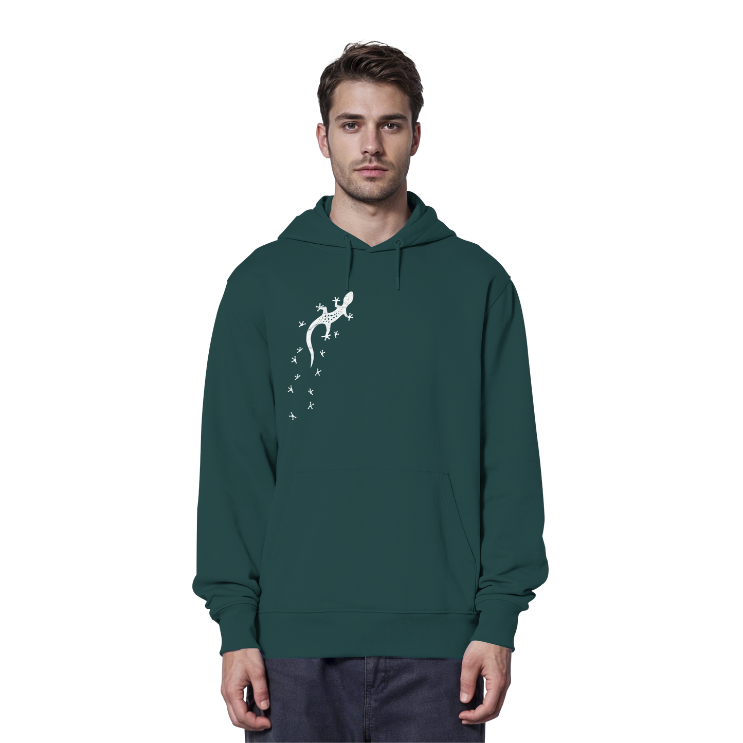 Gecko Eidechse Silhouette hell - Organic Hoodie